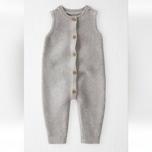 Little planet Gray Knit Baby Romper with Wooden Buttons